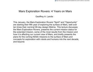 Mars Exploration Rovers: 4 Years on Mars