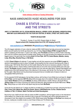 Nass Announces Huge Headliners for 2020 Chase & Status Rtrn Ii Jungle Dj