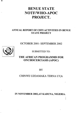 Benue State Notf/Who-Apoc Project
