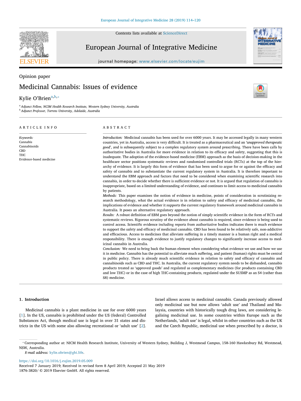 Medicinal Cannabis Issues of Evidence