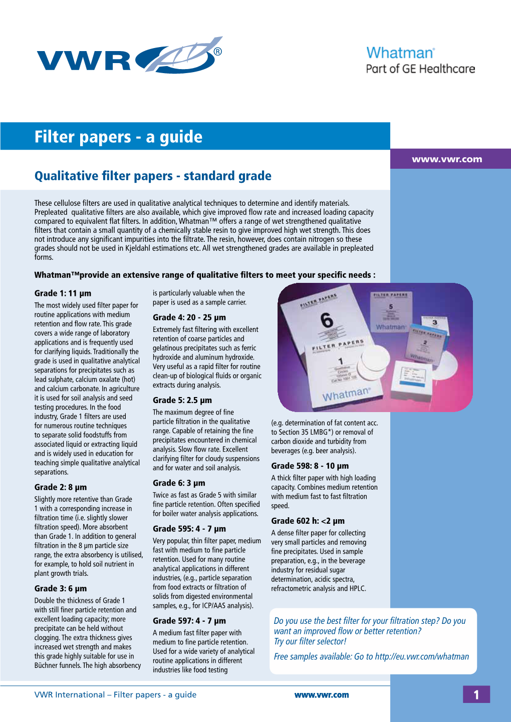 Filter Papers - a Guide Qualitative Filter Papers - Standard Grade