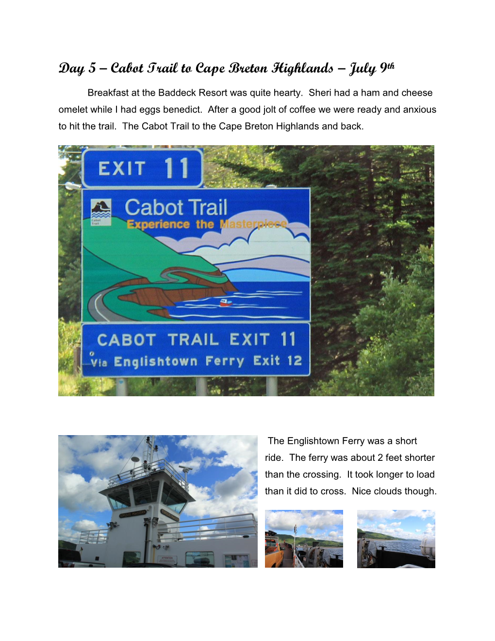 Cabot Trail to Cape Breton Highlands – July 9Th