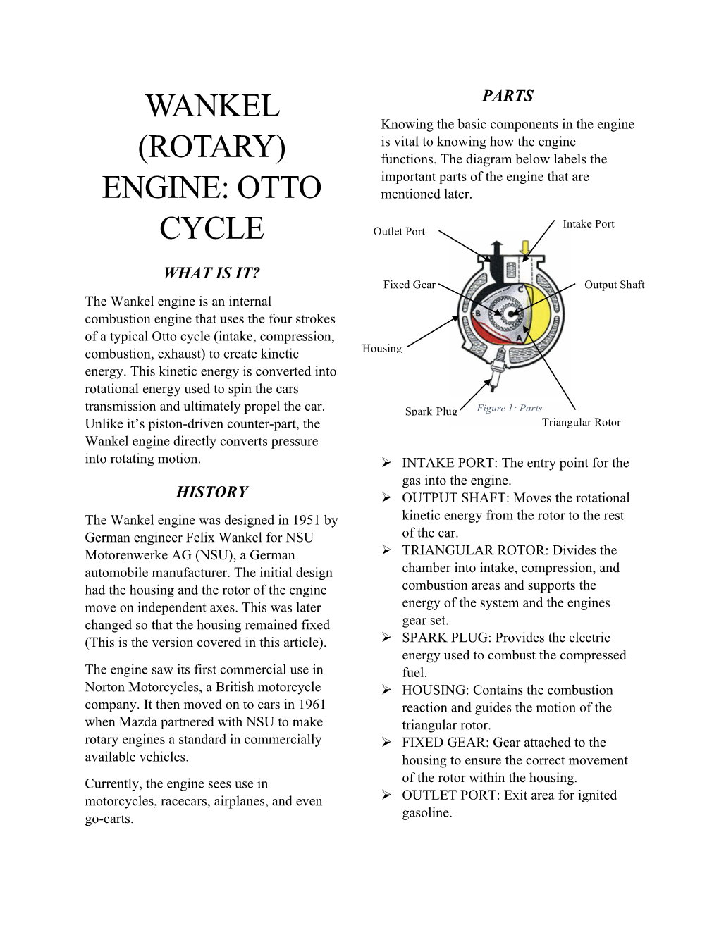 Wankel (Rotary) Engine: Otto Cycle