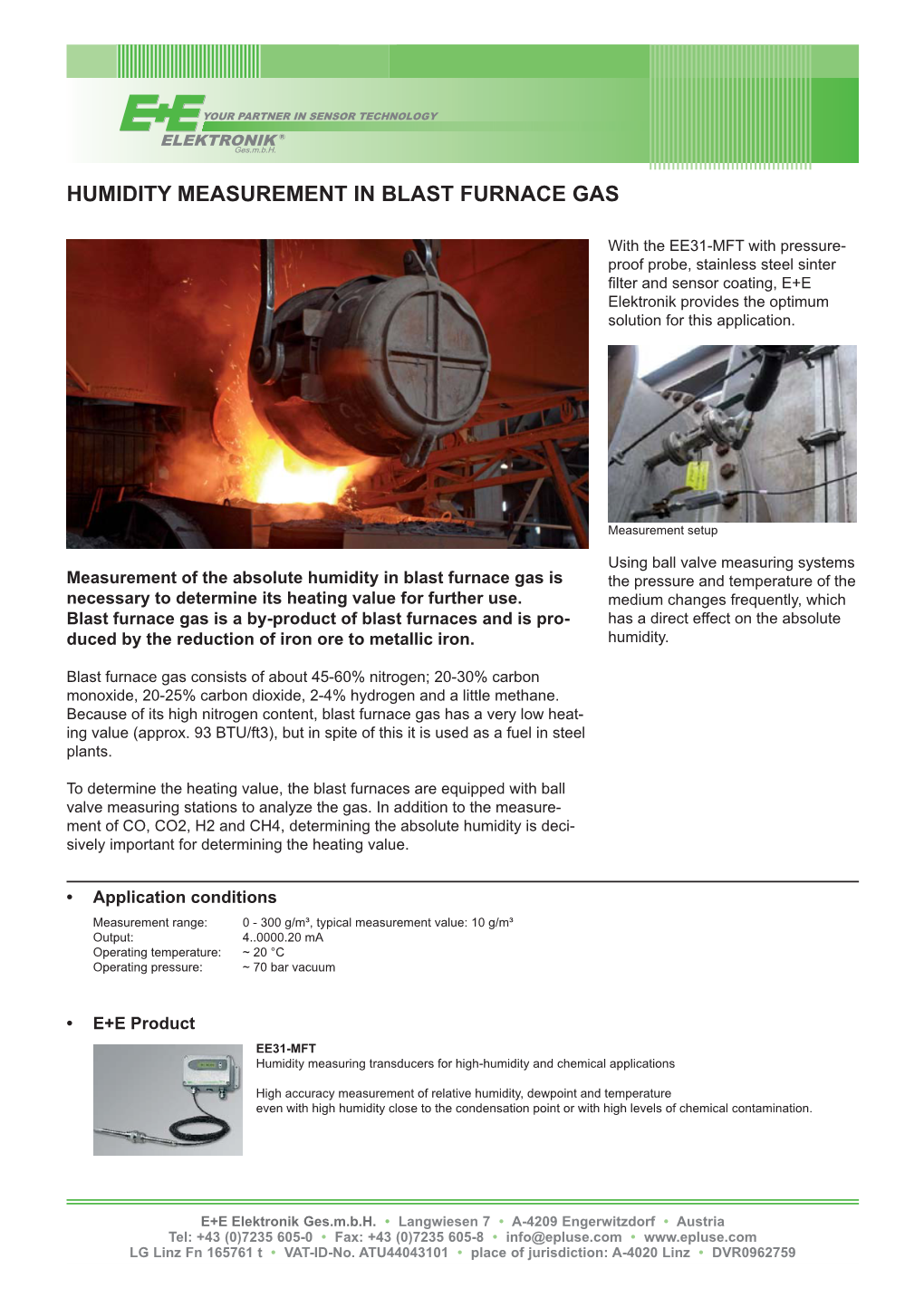 Humidity Measurement in Blast Furnace Gas