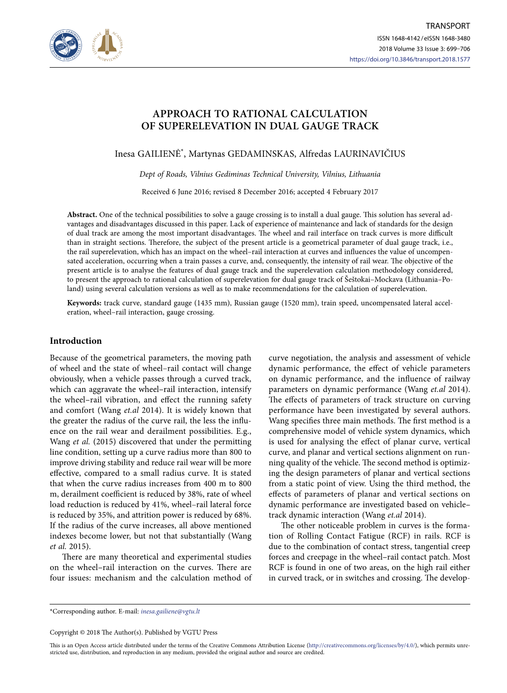 Approach to Rational Calculation of Superelevation in Dual Gauge Track