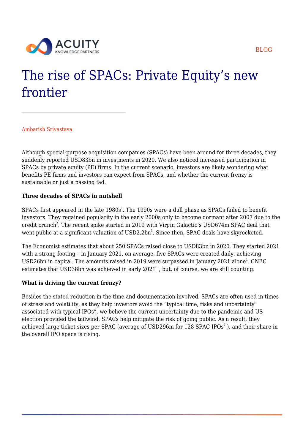 The Rise of Spacs: Private Equity’S New Frontier