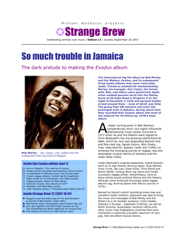 S E N T S Strange Brew Celebrating Seminal Rock Music | Edition 11 | Sunday September 30 2007