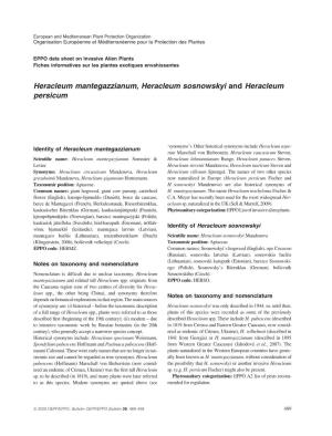 Data Sheet on Heracleum Mantegazzianum, H. Sosnowskyi