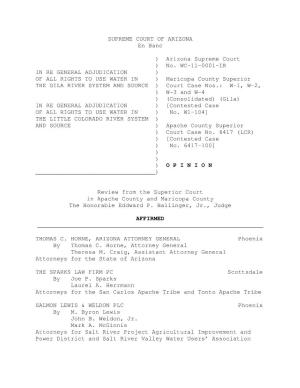 SUPREME COURT of ARIZONA En Banc ) Arizona Supreme Court ) No