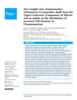 (Dinosauria: Ceratopsidae) Skulls from the Upper Cretaceous (Campanian) of Alberta, and an Update on the Distribution of Accessory Frill Fenestrae in Chasmosaurinae