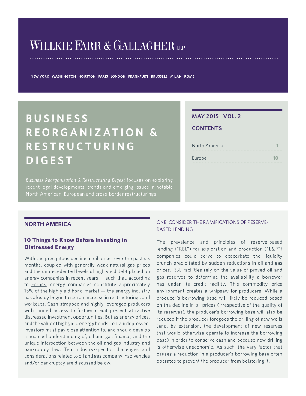 Business Reorganization & Restructuring Digest