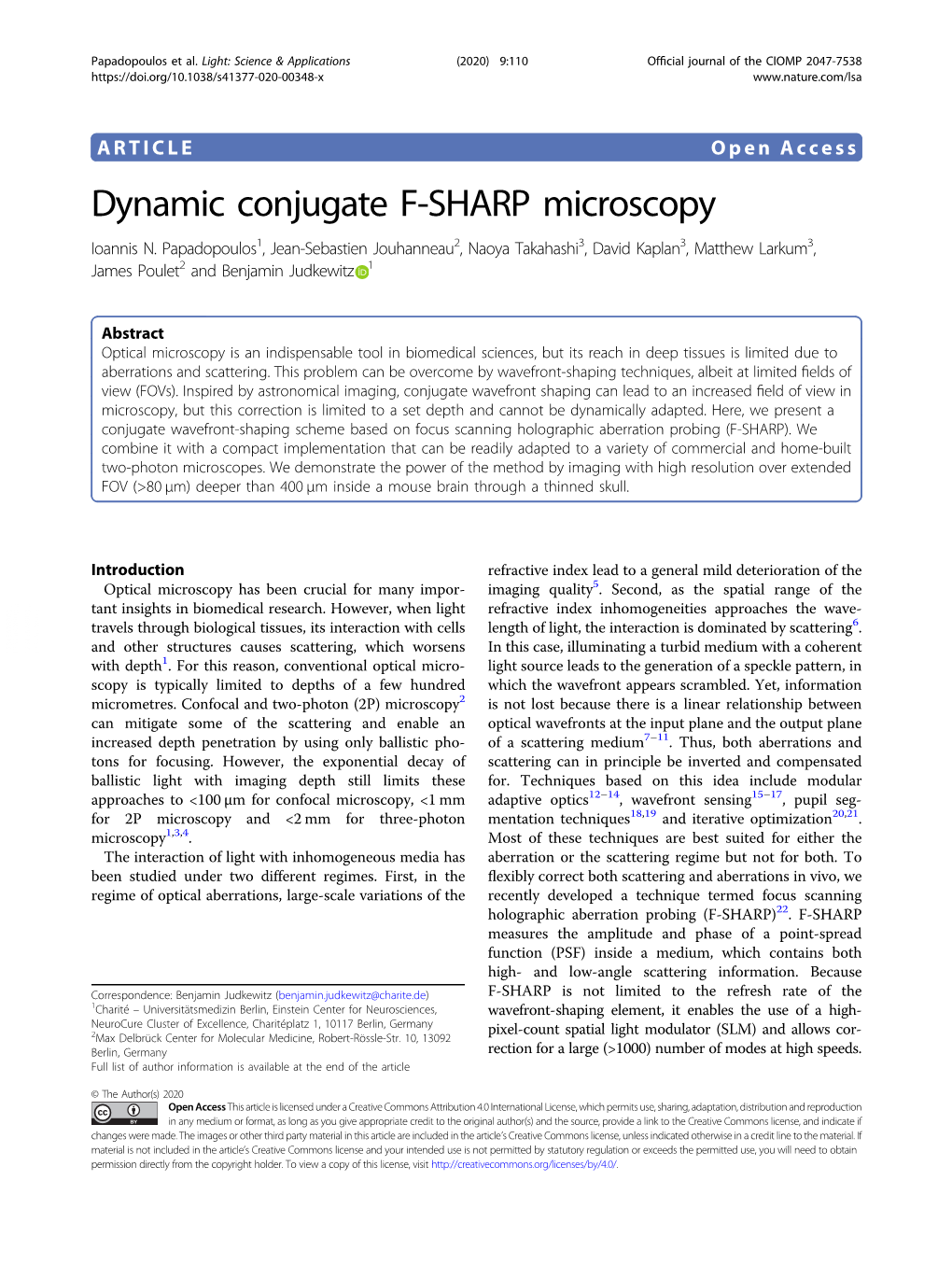 Dynamic Conjugate F-SHARP Microscopy Ioannis N