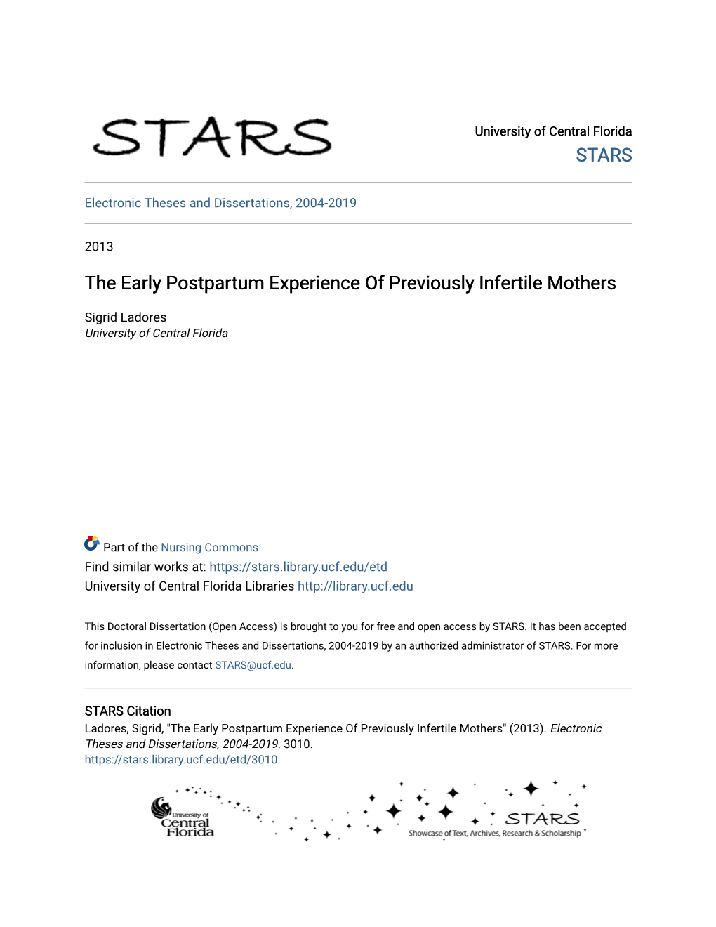 The Early Postpartum Experience of Previously Infertile Mothers