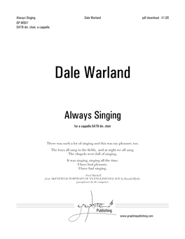 Dale Warland Pdf Download - $1.00 GP-W001 SATB Div