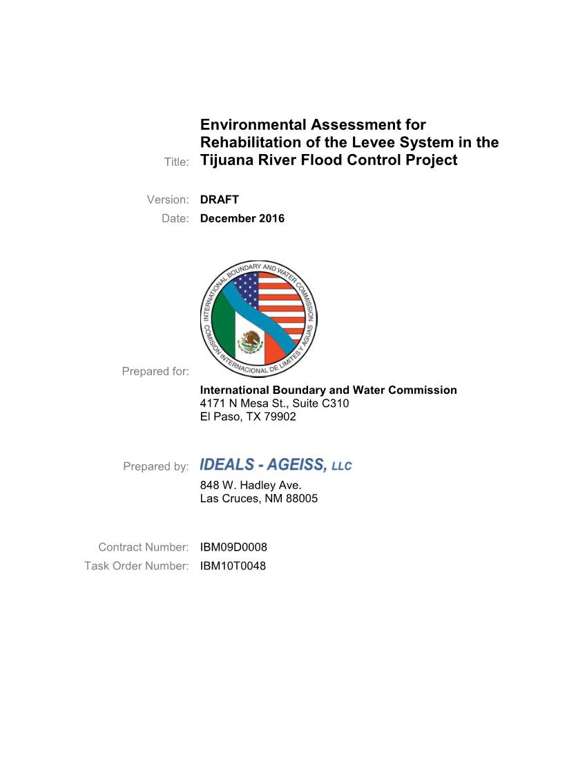 Environmental Assessment for Rehabilitation of the Levee System in the Title: Tijuana River Flood Control Project