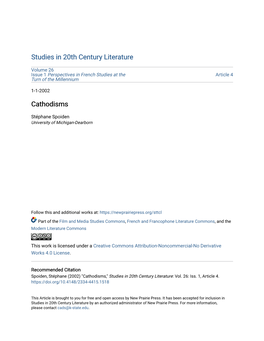 Studies in 20Th Century Literature Cathodisms