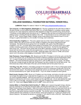 College Baseball Foundation National Honor Roll