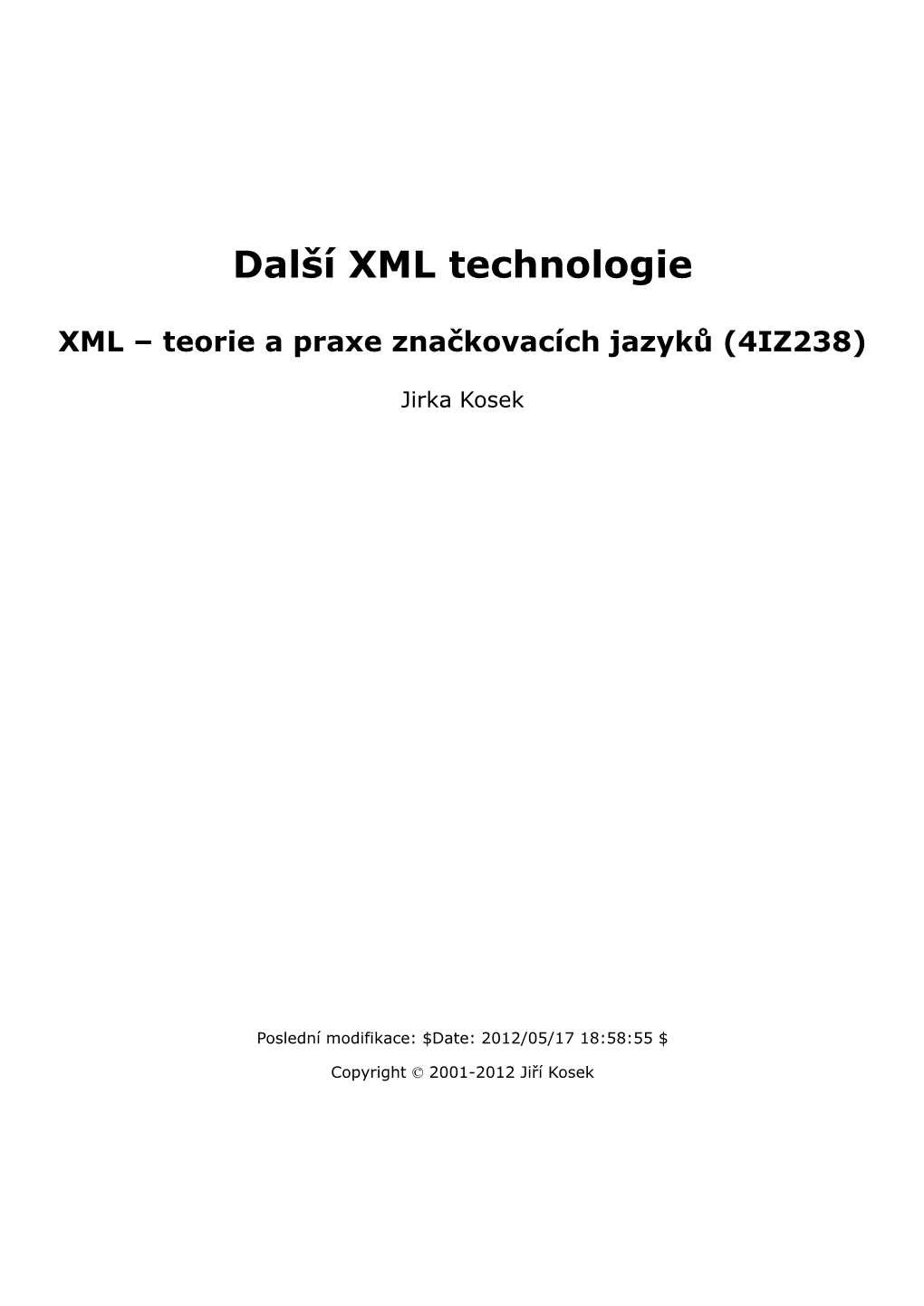 Další XML Technologie