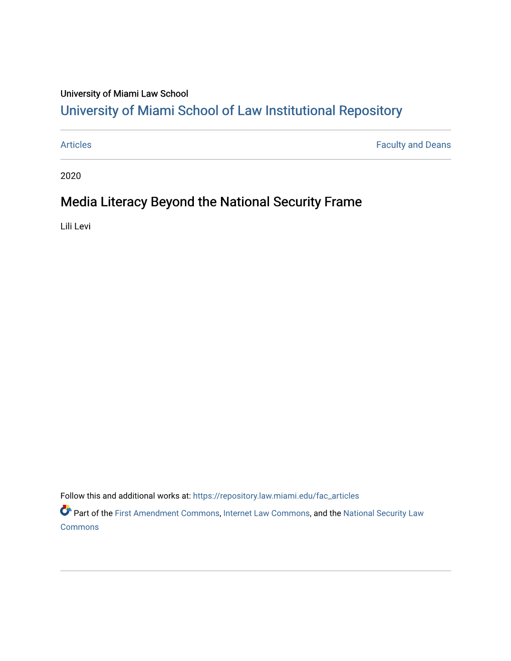 Media Literacy Beyond the National Security Frame
