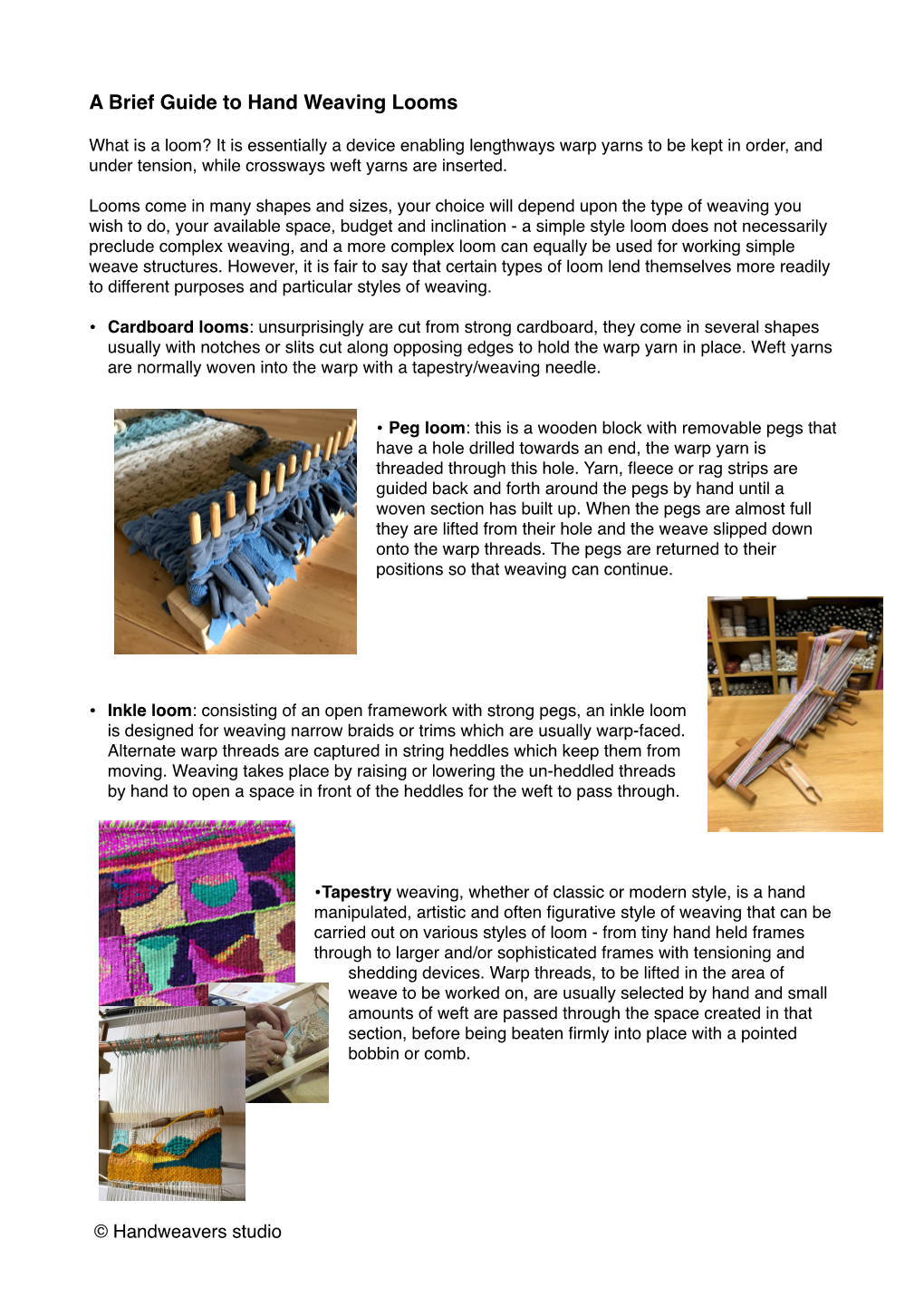 A Brief Guide to Hand Weaving Looms.Pages