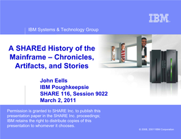 A Shared History of the Mainframe – Chronicles, Artifacts, and Stories