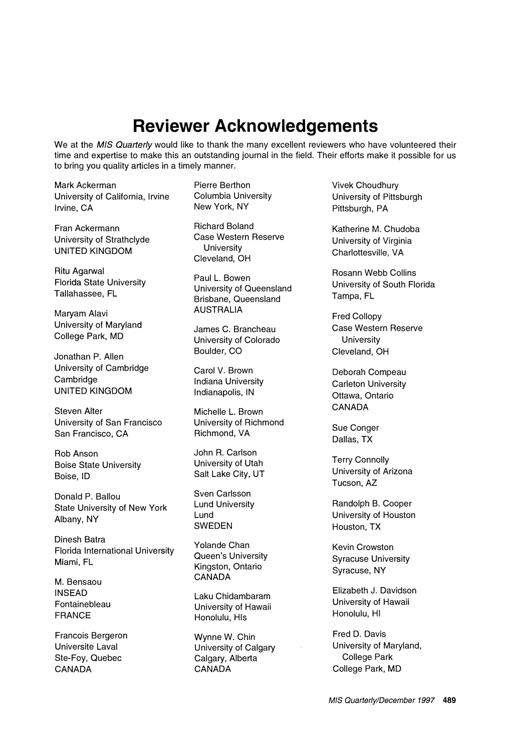 Reviewer Acknowledgments, 1997