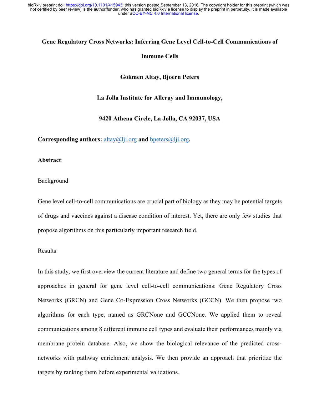 Gene Regulatory Cross Networks: Inferring Gene Level Cell-To-Cell Communications Of