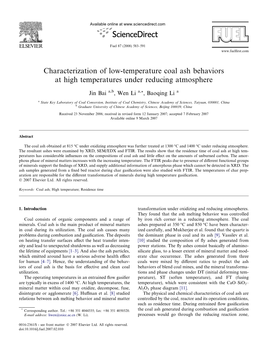 Characterization of Low-Temperature Coal Ash Behaviors at High Temperatures Under Reducing Atmosphere
