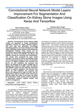 Convolutional Neural Network Model Layers Improvement for Segmentation and Classification on Kidney Stone Images Using Keras and Tensorflow