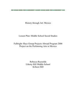 History Through Art: Mexico Lesson Plan: Middle School Social Studies