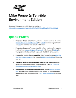 Mike Pence Is Terrible Environment Edition