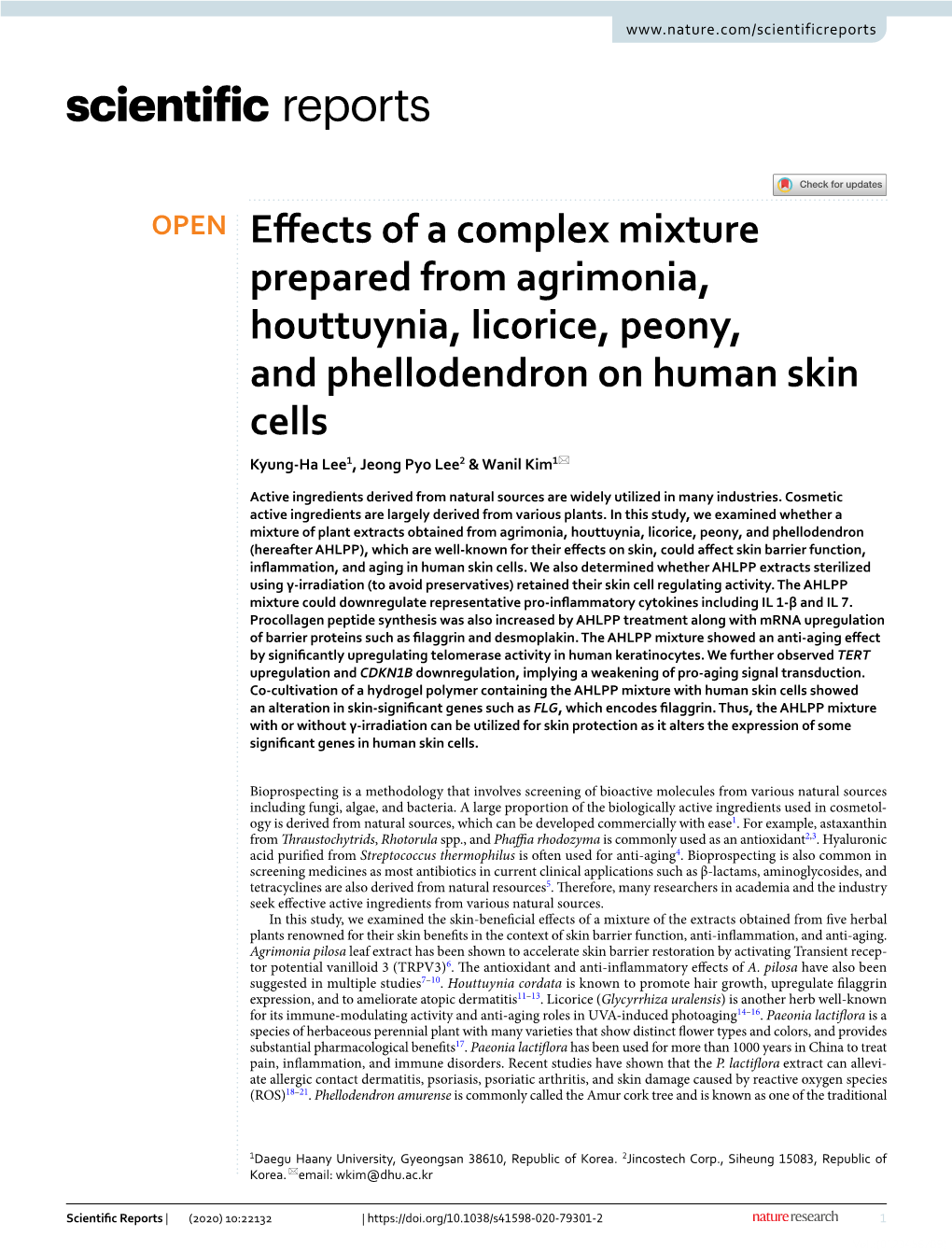 Effects of a Complex Mixture Prepared from Agrimonia, Houttuynia, Licorice