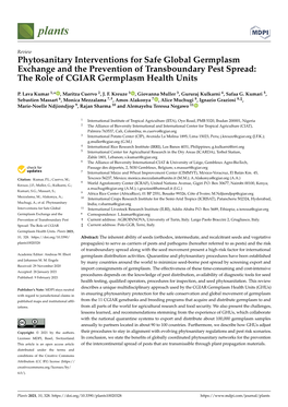 Phytosanitary Interventions for Safe Global Germplasm Exchange and the Prevention of Transboundary Pest Spread: the Role of CGIAR Germplasm Health Units