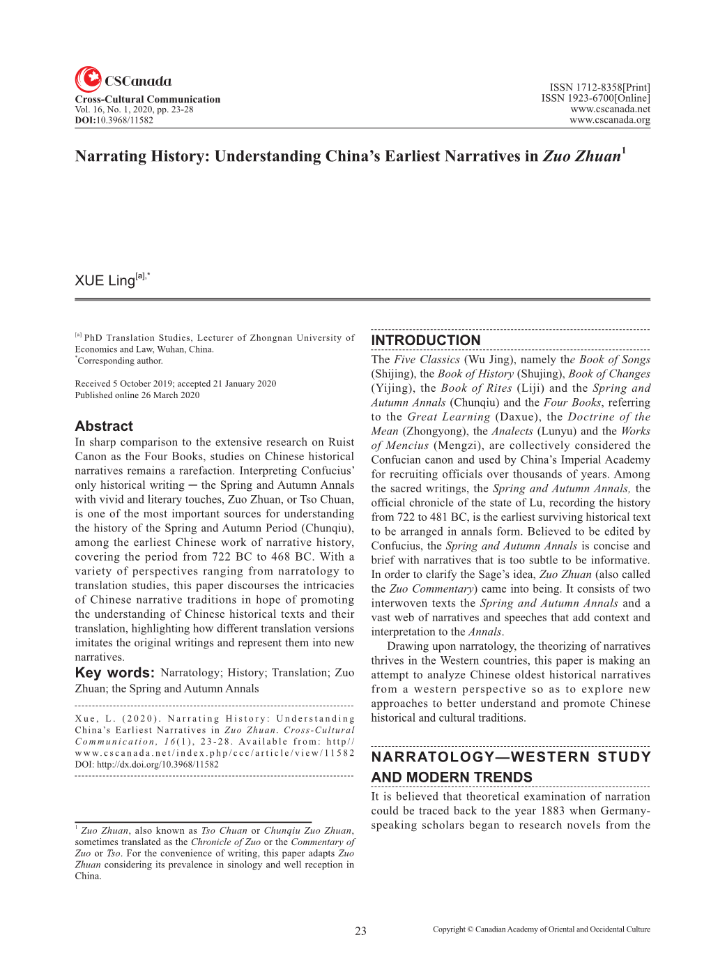 Understanding China's Earliest Narratives in Zuo