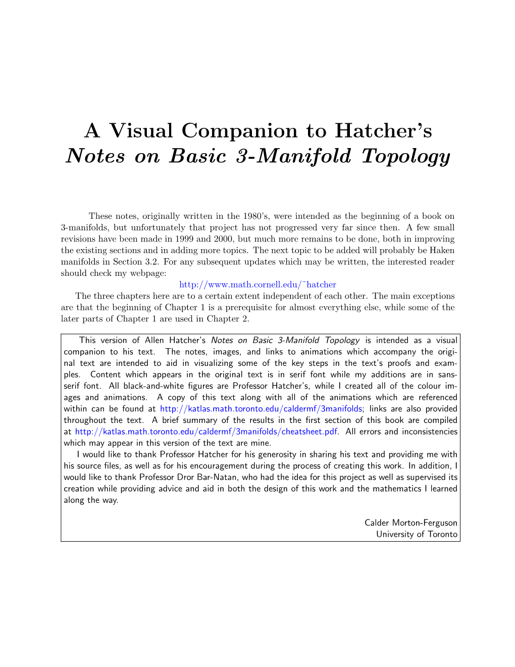 A Visual Companion to Hatcher's Notes on Basic 3-Manifold Topology