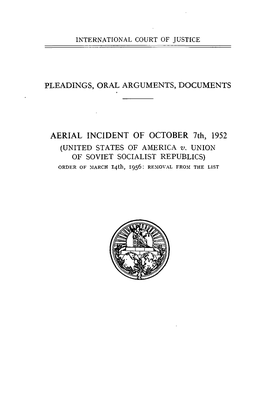 AERIAL INCIDENT of OCTOBER 7Th, 1952 (UNITED STATES of AMERICA V