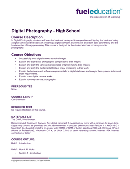 Digital Photography - High School