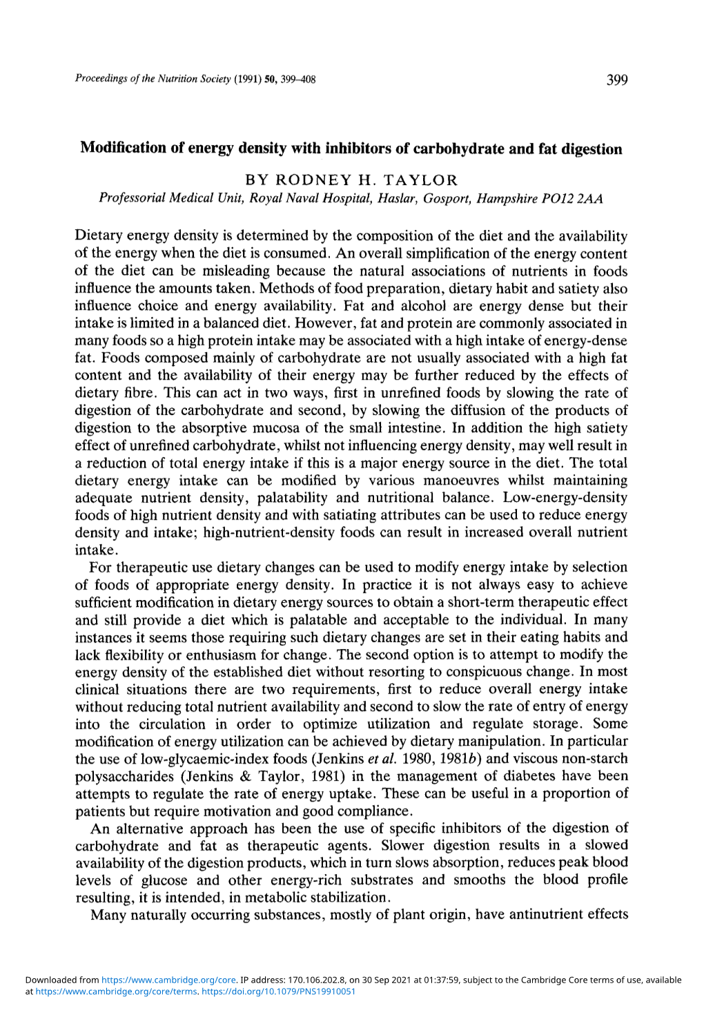 Modification of Energy Density with Inhibitors of Carbohydrate and Fat Digestion