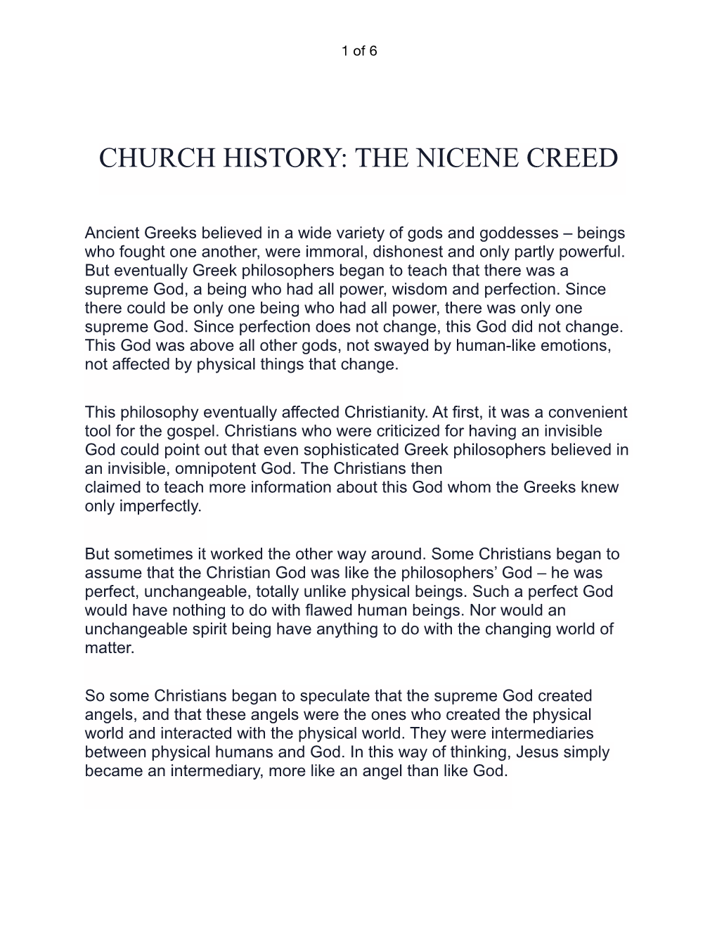 Church History: the Nicene Creed