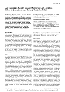 An Unexpected Groin Mass: Infant Ovarian Herniation Robert M