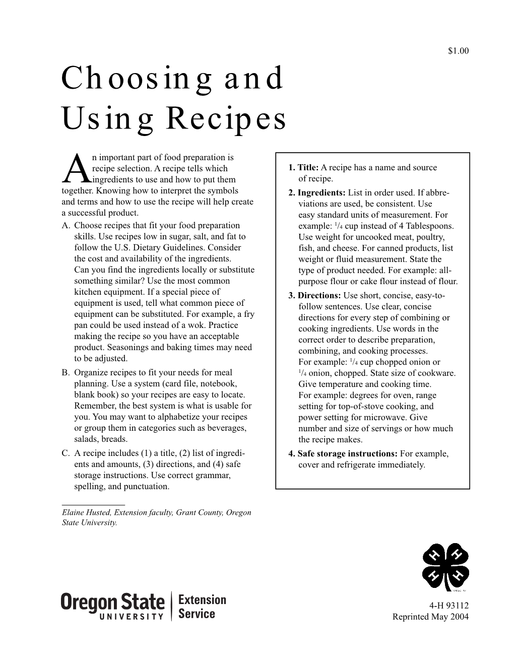 Choosing and Using Recipes