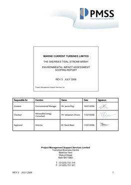 The Skerries Tidal Stream Array Environmental Impact Assessment