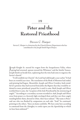 Peter and the Restored Priesthood