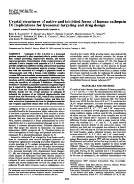 Crystal Structures of Native and Inhibitedforms of Human Cathepsin