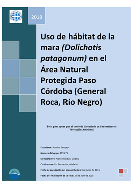 Uso De Hábitat De La Mara (Dolichotis Patagonum) En El Área Natural Protegida Paso Córdoba (General Roca, Río Negro)