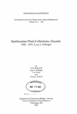 Smithsonian Plant Collections, Guyana: 1989- 1991, Lynn J.Gillespie