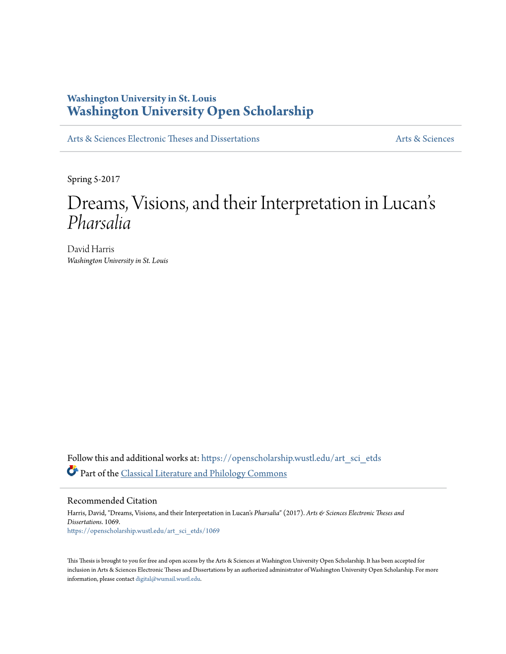 Dreams, Visions, and Their Interpretation in Lucan's &lt;I&gt;Pharsalia&lt;/I&gt;