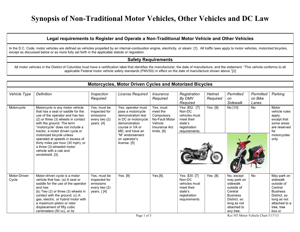 Non-Traditional Motor Vehicles and DC