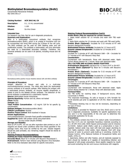 Biotinylated Bromodeoxyuridine (Brdu) Concentrated Monoclonal Antibody 902-3042-091117