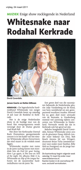 Whitesnake Naar De Rodahal